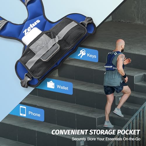 ZELUS Weighted Vest for Men Women,Adjustable 4-32lb Vest, Removable Weights - color: Blue, size: 20-32 lb.