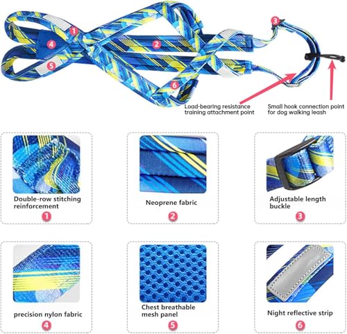 Weight Pulling Harness for Dogs – Running, Sled, Canicross & Large - color: Blue, size: M