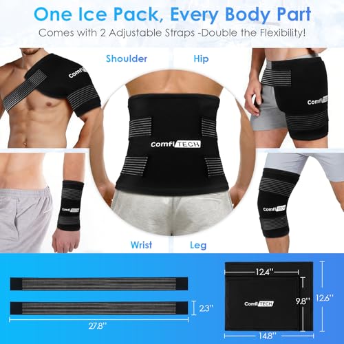 ComfiTECH Reusable Multipurpose Ice Pack with Adjustable Straps, 9" x 12" - size: Large 9" ×12“