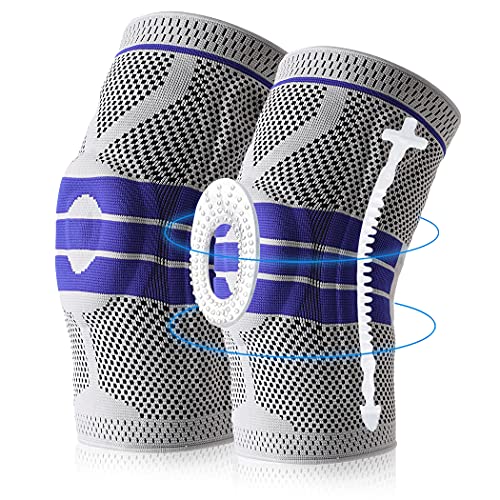 Knee Brace Compression Sleeve for Knee Pain Wraps Patella Stabilizer with Silicone Gel Spring Support, Hinged Kneepads Protector for Meniscus Tear Arthritis Men Women - size: S (Pack of 2)