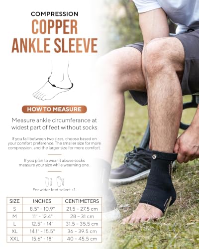 TheraCopper Copper Ankle Brace for Men & Women (Medium, 2 Pack) - size: Medium