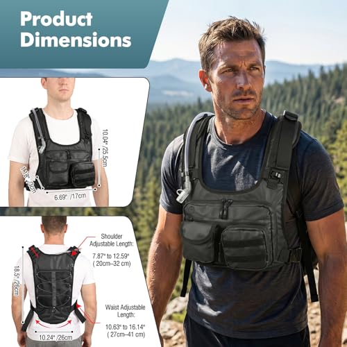 MoKo Hydration Pack with 2L Water Bladder, Hydration Backpack Water Backpack Lightweight Reflective Chest Pack with Gear Holder, Running Vest for Men Women Marathon, Hiking, Biking