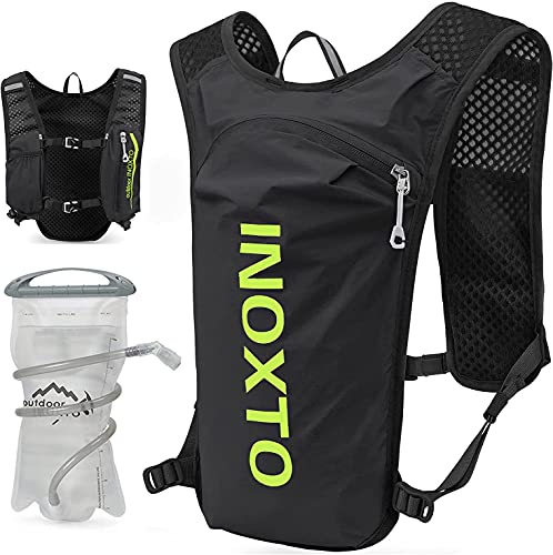 INOXTO Running Hydration Vest Backpack,Lightweight Insulated Pack with 1.5L Water Bladder Bag Daypack for Hiking Trail Running Cycling Race Marathon for Women Men - color: Black green
