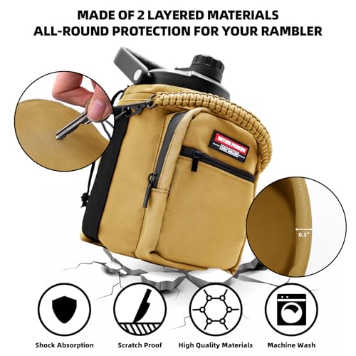 NATURE PIONEOR 26-128 oz Insulated Water Bottle Carrier Holder with Strap - color: Brown, size: Half Gallon YETl