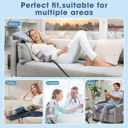 Ice Machine for Knee After Surgery Cold Therapy Machine with Programmable Timer & Remote, Portable Foldable Knee Ice Machine for Post-Surgery Cryotherapy for Swelling & Joint Pain Relief (Grey)