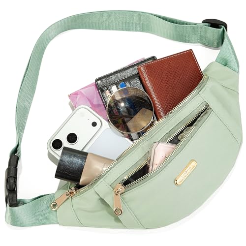 Fanny Pack Crossbody Bags for Women, Waist Pack Belt Bag Cross Body Purse for Running Sports Travel Hiking - Light Green - color: D Light Green