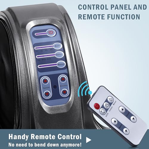 H&B Luxuries Shiatsu Foot Massager Machine with Remote Controller, Kneading and Rolling Home Massagers for Feet, Ankle, Calf, Leg, Ideal for Men, Women, Father, Mom Parents and The Elderly, Gray - color: Gray