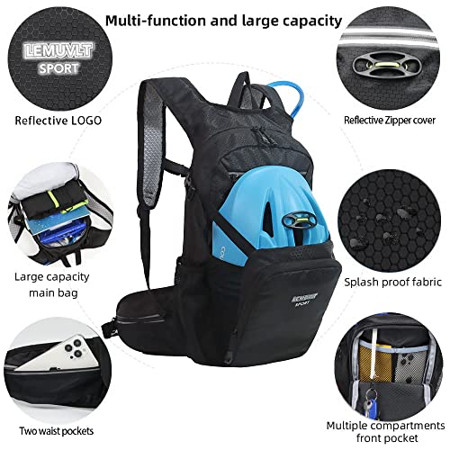 Hiking Daypack 15L Lightweight Waterproof Backpack - color: Black