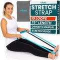 Vive Stretch Strap (75" - 10 Loops) - Leg Stretch Band to Improve Flexibility - Stretching Out Yoga Strap - Exercise and Physical Therapy Belt for Rehab, Pilates and Gymnastics with Guide Book - color: Teal