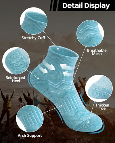 iCamter 5 Pairs Merino Wool Hiking Socks for Women Men - color: Army Green Apricot Blue Purple Red, size: 5-9