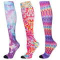 LEVSOX Compression Socks Women and Men, 20-30mmHg, Best for Nurses, Travel, Pregnancy - color: 3 Pairs Printing, size: Medium
