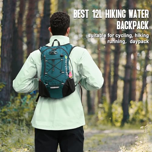 Lightweight Hydration Backpack, Running Backpack with 2L Water Bladder - color: Plaid Dark blue