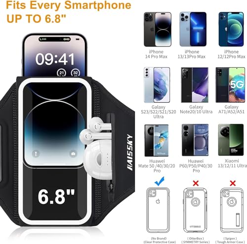 Running Armband 3D Design Sweat Resistant Running Phone Holder Up to 6.9" - color: Phone Armband,6.9"