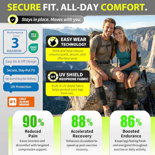 BLITZU Calf Brace for Torn Muscle, Neoprene Compression Wrap for Men Women - color: Black XXL