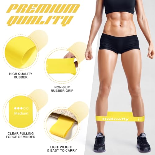 Hollowfly 12 Pcs Resistance Loop Bands for Booty Legs - color: Yellow, style: Medium
