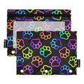 Paw Pencil Pouches for 3 Ring Binder 2 Pack - color: Paw