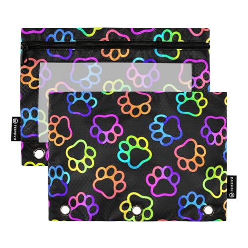 Paw Pencil Pouches for 3 Ring Binder 2 Pack - color: Paw
