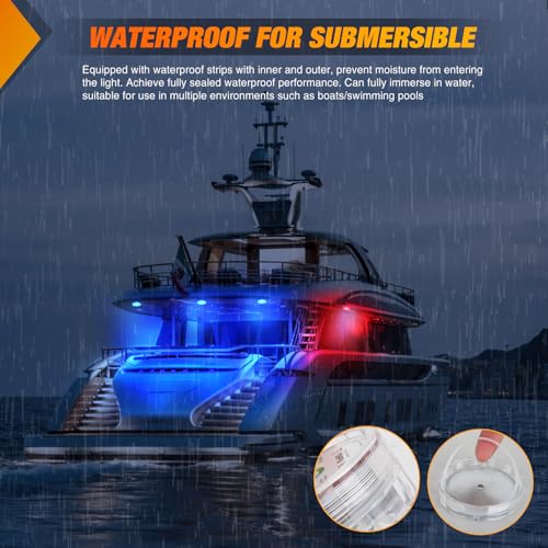 Nilight Marine Boat Light 4 PCS 10LED RGB Wireless Multi Color Lights - color: 4PCS RGB Boat Light