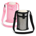 Larrel Water Bottle Holder with Strap, 2 Pcs Lightweight Mesh Water Bottle Bag Crossbody, Bottles Holder Strap with Pocket for Hiking Walking Cycling Gym Beach Travelling(Black, Pink)