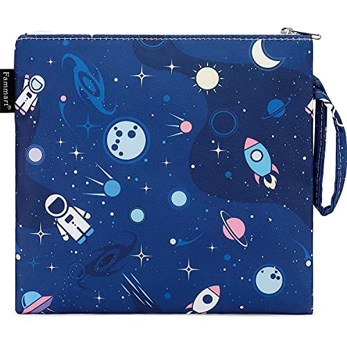 Fammart Reusable Sandwich Bag/Snack Bag for Kids & Adults, Dual Layer Lunch Bag with Handle, Washable, Food Safe, BPA Free (1-Pack, Astronaut) - color: Large, 1 Pack - Astronaut