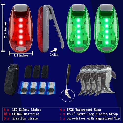 Amzonly 4Pack Kayak Lights with IPX8 Fish-shaped Waterproof Bag, Battery Operated Navigation Lights for Night Kayaking, Clip on for Paddle board, Pontoon Boat, Dinghy, Canoe, Jetski, Kayak Accessories - color: 02 2Green-2Red