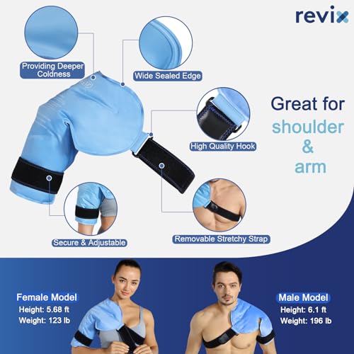 REVIX XL Shoulder Ice Pack Wrap for Rotator Cuff, Reusable Gel Cold Pack - size: XL, style: Blue