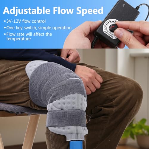 Cold Therapy Machine with Speed Control Ice Machine for Knee After Surgery, Knee Replacement Recovery System, Cryotherapy Pain Relief with Universal Compression Pad for Shoulder, Hip and Ankle (Beige) - color: Beige