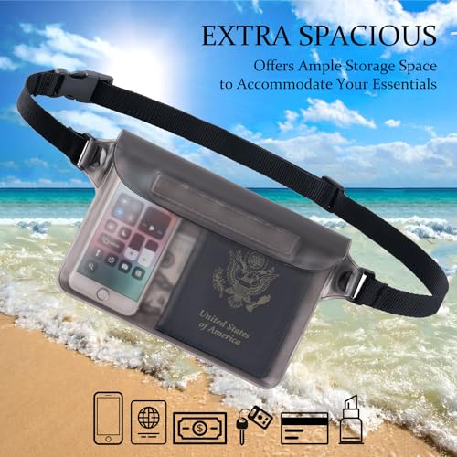 CADONO 2-Pack Waterproof Pouch with Adjustable Waist Strap - color: Black+Black