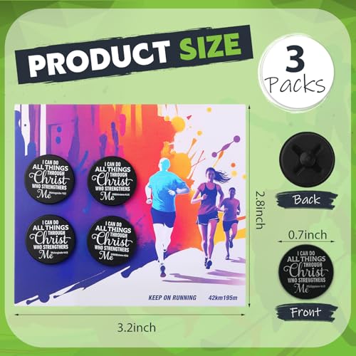 Suncalla 12pcs Race Bib Clips, Runner Race - color: Black, style: Bible Verse