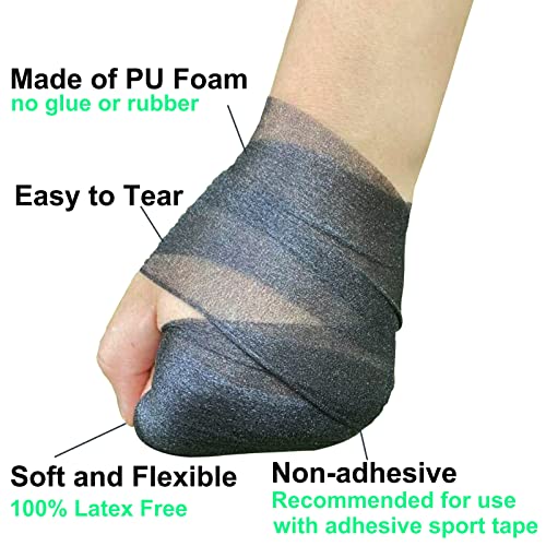 ADMITRY Pre Wrap Tape Athletic,3 Rolls X 22 Yards Black Prewrap - color: Pre Wrap Athletic Tape Black(foam)-3 Rolls