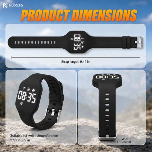 Vibrating Alarm Wristband for Heavy Sleepers Digital Mens Bracelet Smart Wrist Clock Travel Women's Watches Silent Shock Band Wake up Band Night Long Distance Wearable Pedometer Waterproof