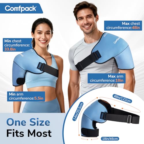 Comfpack Large Shoulder Ice Pack Wrap&Brace for Rotator Cuff Cold Therapy