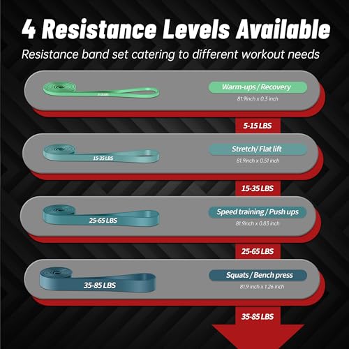 4-Level Resistance Bands for Working Out, Pull Up Assistance Bands - color: Blue Gradient