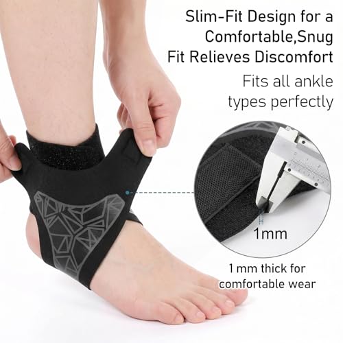 Yolev 2 Pack Elastic Ankle Braces,Ankle Wrap Ankle Sleeve,Black Gray,L/XL