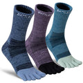 Merino Wool Toe Socks,Hiking Running Crew Socks for Women Men - color: Blue, size: Medium