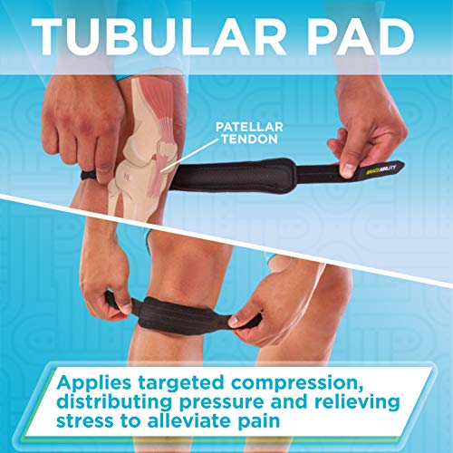 BraceAbility Patellar Tendon Support Strap - Knee Stabilizer Brace with Adjustable Band for Patella Tendonitis, Osgood Schlatter, Soccer, Basketball, Running, Jumper's Knee, Tennis, Volleyball (XS) - size: X-Small