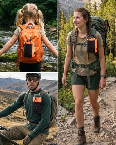 HowFly Backpack Water Bottle Holder for Backpack Straps Bottle Holder Pouch - color: Orange