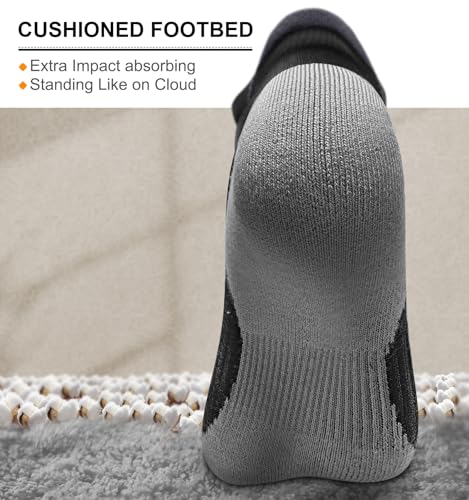 BULLIANT Men Running Ankle Socks 6Pack-Cushioned Support-Low Cut No Show - color: Black6467, size: 10-12