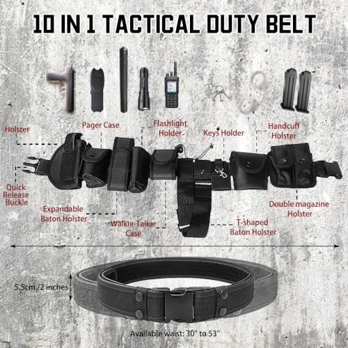 10-in-1 Tactical Modular Duty Belt w/Pouches for Law Enforcement