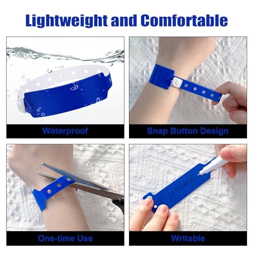 100pcs Vinyl Wristbands, Disposable Waterproof Wristbands(Color : Blue) - color: Blue