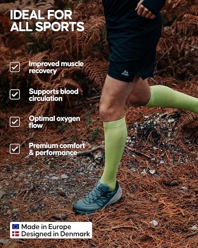 DANISH ENDURANCE Compression Socks for Men & Women, 21-26 mmHg, Graduated - color: Grey/Black 2-pack, size: Medium