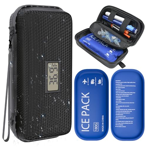 Insulin Cooler Travel Case TSA Approved Diabetic Care Medicine Cooling Bag - color: Black
