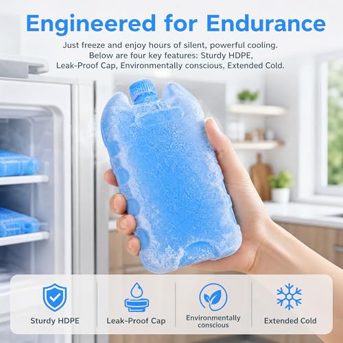 6Pcs Portable Air Conditioner Ice Packs, Reusable Blue Freezer Ice Cubes for Cooling Fan Holder Compact Packs for Outdoor Camping Party and Indoor Use