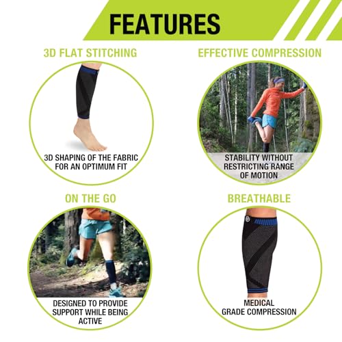 Pro-Tec Athletics 3D Flat Premium Calf Sleeve, Medical Grade Compression with 3D Shaping for Customized Fit, Targeted Muscle Support, Breathable Stretch Fabric allows Full Range of Motion, Large - size: Large