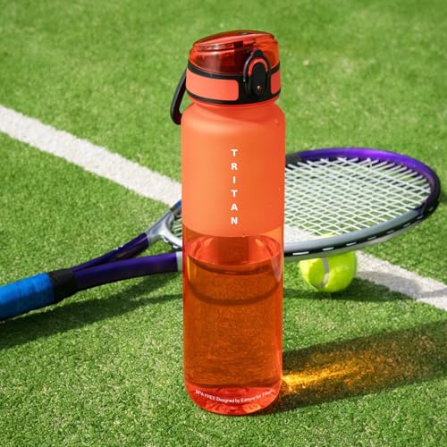 32oz Clear Tritan Water Bottle with Chug Lid - color: Red