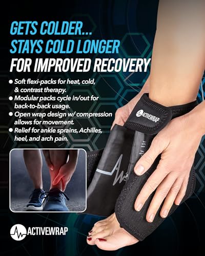 ActiveWrap Foot and Ankle Ice Pack Wrap & Heat Wrap, Small/Medium – Includes 2 Ultra Flex Gel Ice Packs for Injuries Reusable – Hot & Cold Therapy for Targeted Foot Pain Relief, Sprained Ankle & Heel - size: Small/Medium