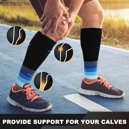 Junely 3 Pairs Calf Compression Sleeve for Men and Women - color: Black