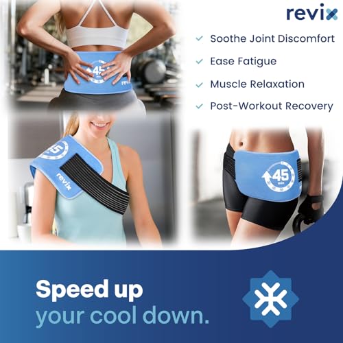REVIX Ice Pack for Injuries Reusable, 45-Minute Long-Lasting Cold Pack and REVIX Ice Packs for Injuries Reusable, 5-Piece Set Hot and Cold Gel Ice Pack for Joints, Muscle, Post-Workout Recovery