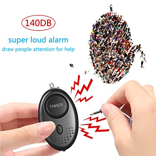 Personal Alarm for Women, 10Pcs 140dB Self Defense Keychain LED Light - color: Black & White