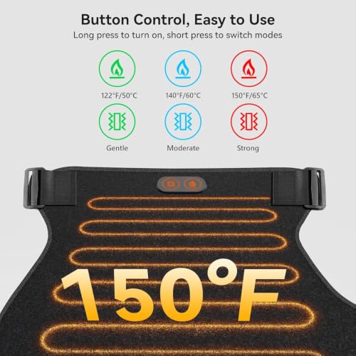 Cordless Heated Massage for Hip/Sciatica Pain Relief with 5000mAh Power Bank Hip Heating Pad Support Brace with Hot Physical Therapy Lower Back/Thigh/Buttock, Best Gift for Family